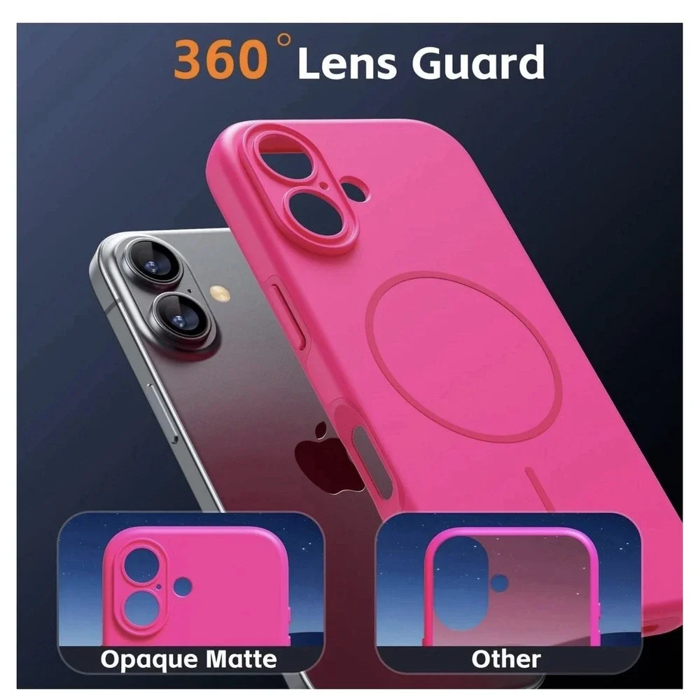iPhone 17 Magnetic Phone Case Hot Pink Matte Slim Shockproof‎ Protective Cover